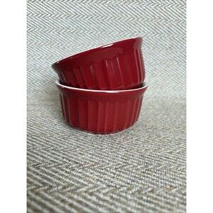 2‎ Corningware Colours Burgundy 7 oz Round Ramekins Baking Stoneware 207ml
